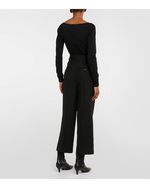 Totême Black High-Rise Cropped Straight Pants