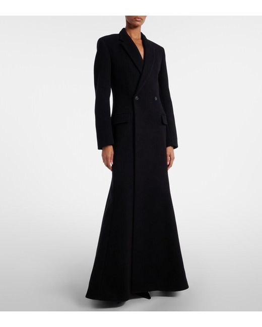 Balenciaga Black Double-Breasted Wool Coat