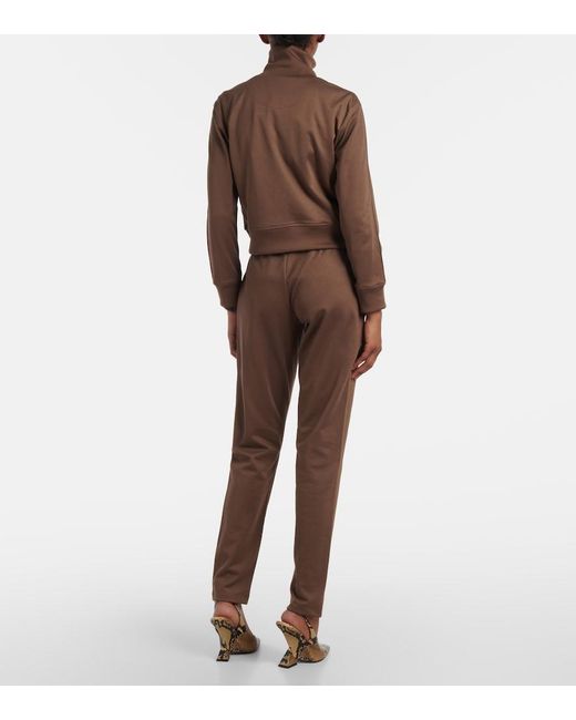 The Attico Brown Zip-Up Cotton-Blend Fleece Sweatshirt