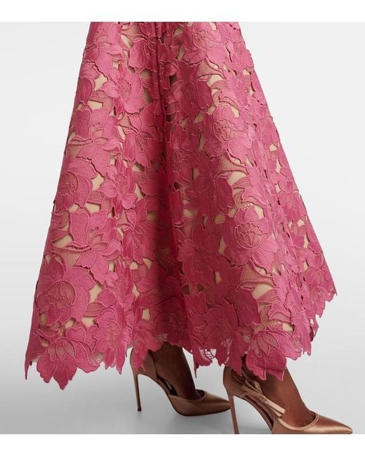 Robe Longue En Guipure Oscar de la Renta en coloris Pink