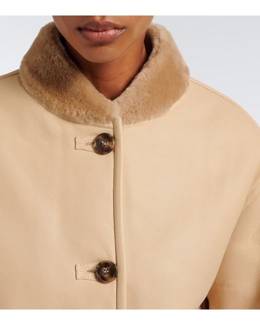 Yves Salomon Natural Reversible Shearling-Trimmed Leather Jacket