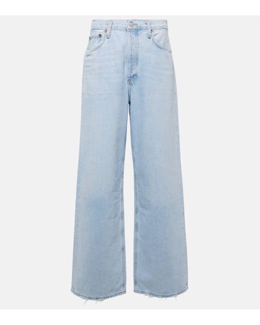 Agolde Blue Low Slung Baggy Wide-leg Jeans