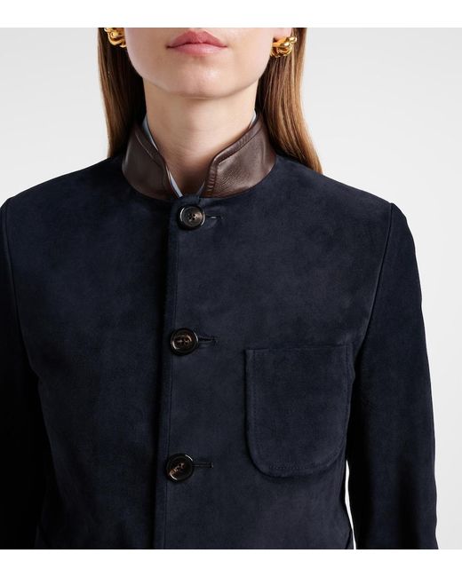 Loro Piana Blue Spagna Mini Suede Jacket
