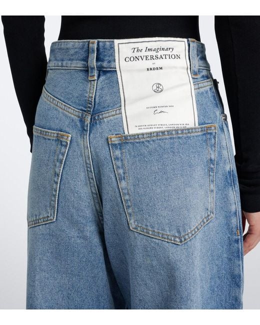 Erdem Blue High-Rise Wide-Leg Jeans