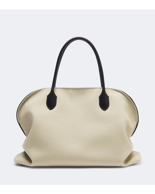 The Row Natural Agnes 15 Leather-Trimmed Canvas Tote Bag