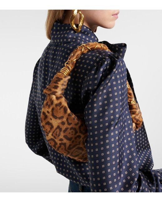 Saint Laurent Brown Amalia Mini Calf Hair Top-Handle Bag