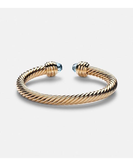 David Yurman Metallic Classic Cablespira 18Kt Cuff Bracelet With Topazes And Diamonds