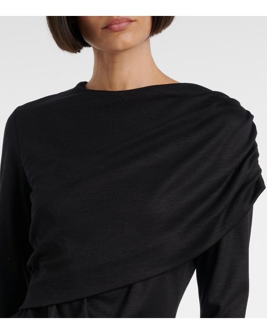 Isabel Marant Black Asna Draped Virgin Wool Top