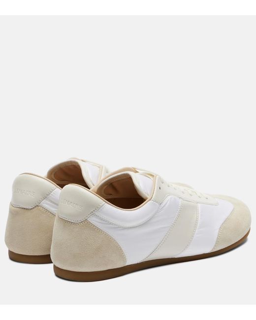 Lemaire White Soft Suede-Trimmed Sneakers