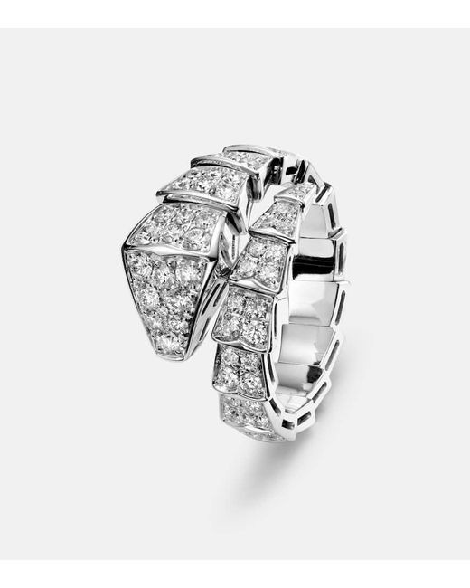 Anillo Serpenti Viper De Oro Blanco De 18 Ct Con Diamantes BVLGARI de color White