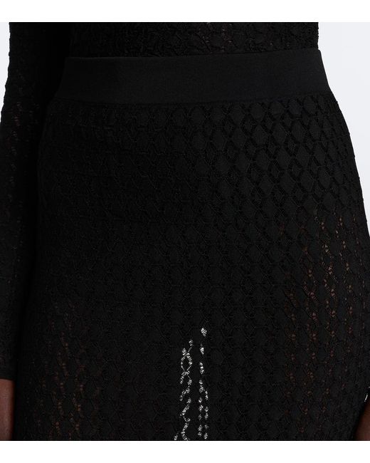Saint Laurent Black Pointelle Pencil Skirt
