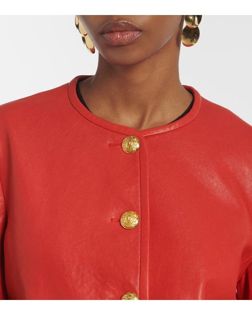 Veronica Beard Red Andrea Leather Jacket