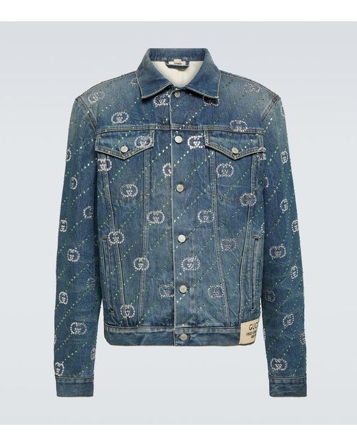 Gucci Blue GG Motif Denim Jacket for men