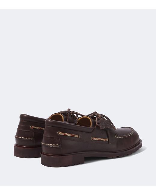 Burberry Brown Leather Boat Shoes for men