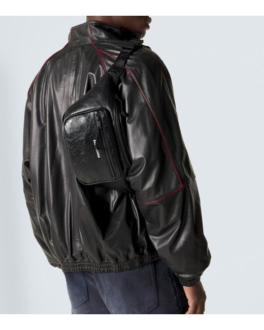 Balenciaga Black Explorer Leather Belt Bag for men
