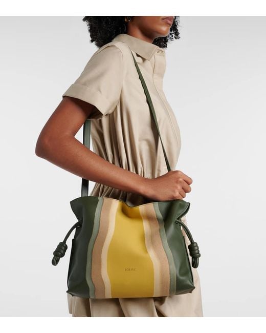 Loewe Green Flamenco Medium Leather And Suede Clutch