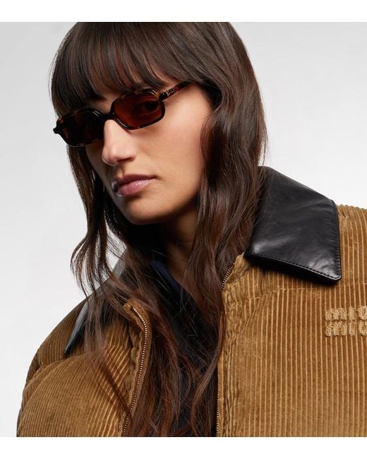 Miu Miu Brown Miu Regard Rectangular Sunglasses