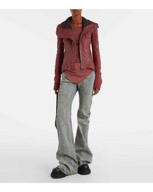 Rick Owens Red Leather Jacket