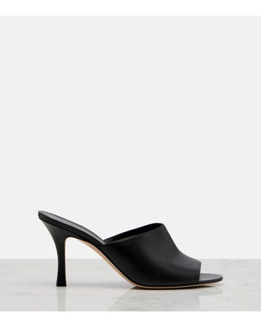 The Row Black Ella Leather Mules