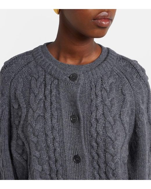Lisa Yang Gray Winroe Cable-Knit Cashmere Cardigan