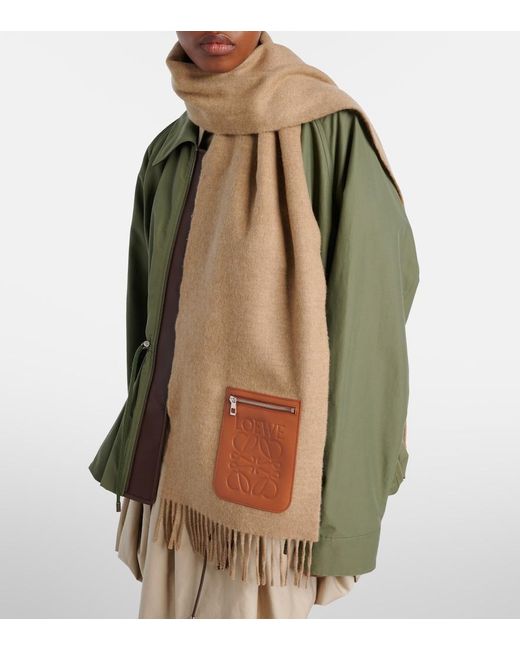 Loewe Brown Anagram Wool And Cashmere Scarf