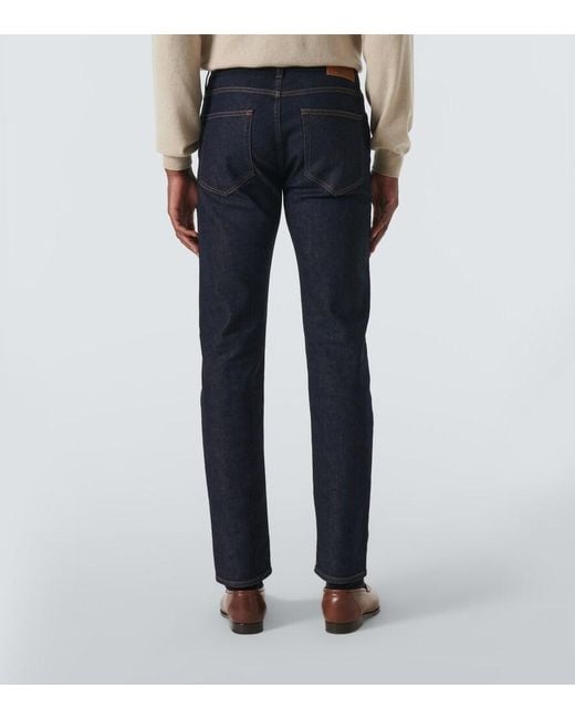 Loro Piana Blue Quarona Mid-Rise Slim Jeans for men