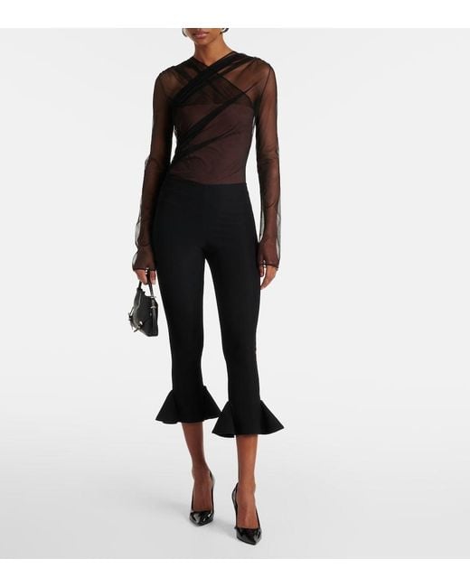 Nensi Dojaka Black Cropped Flared Capri Pants
