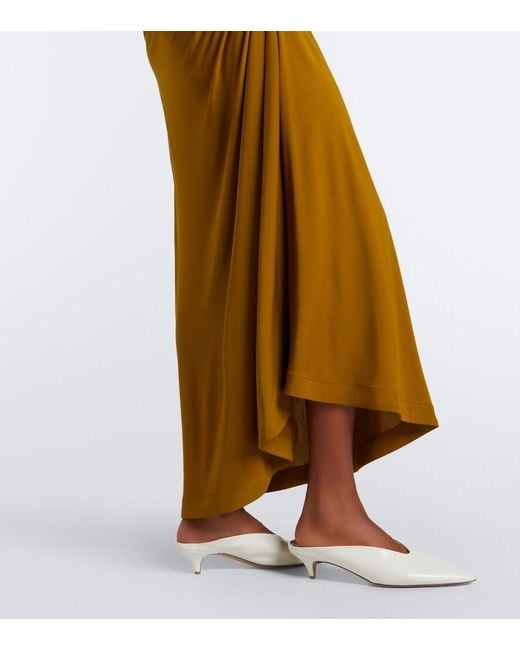 Bottega Veneta Metallic Gathered Jersey Maxi Dress