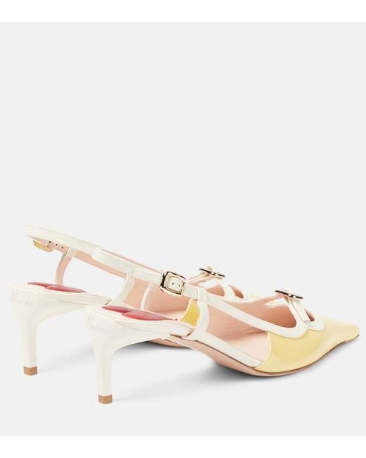 Roger Vivier Natural Viv' Canard Patent Leather Slingback Pumps