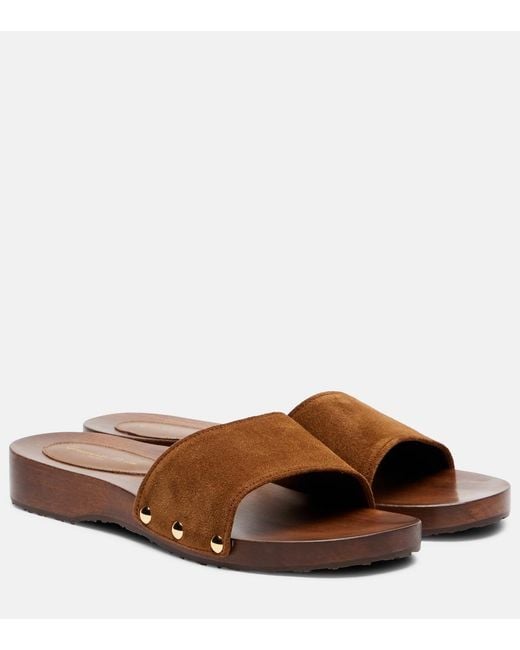 Gianvito Rossi Brown Riviera Suede Slides