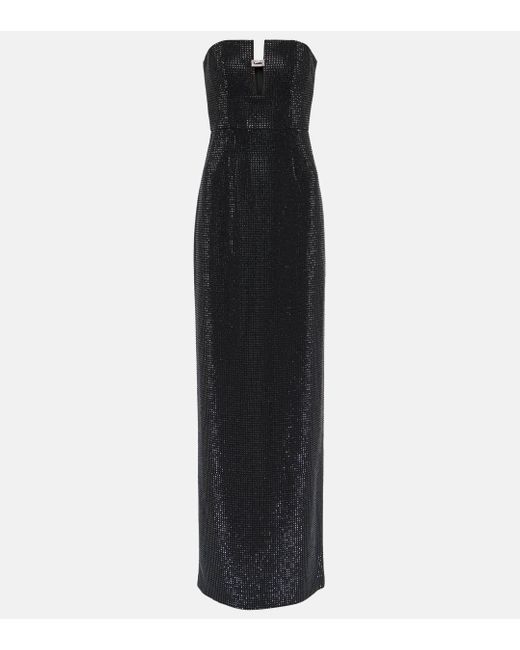 Roland Mouret Black Crystal-embellished Strapless Gown