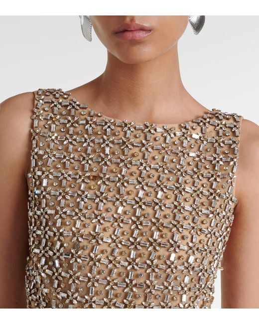 La Fuori Natural Gilded Crystal-Embellished Minidress