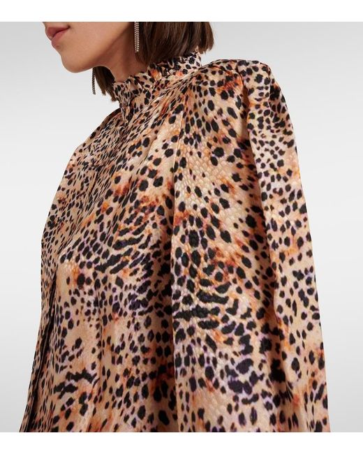 Isabel Marant Brown Lamia Leopard-Print Ruffled Blouse