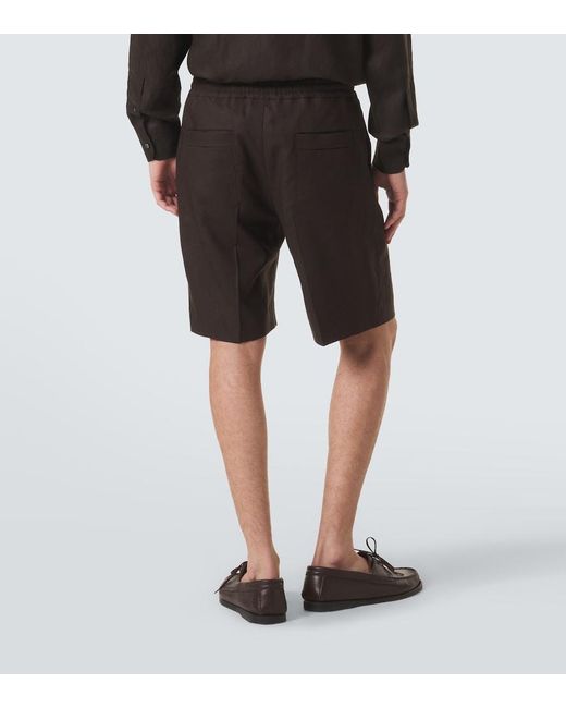 Zegna Black Linen Shorts for men