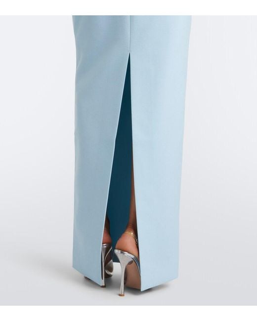 Rachel Gilbert Blue Dovetta Embellished Crepe Corset Gown