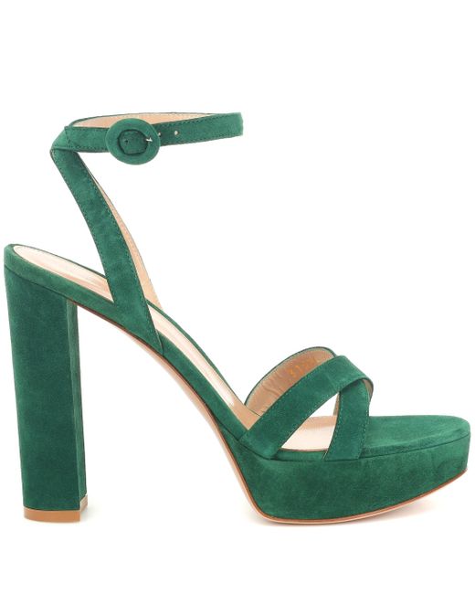 green platform sandals