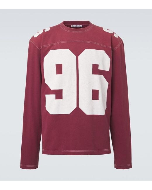 Acne Red Printed Cotton Jersey T-Shirt for men