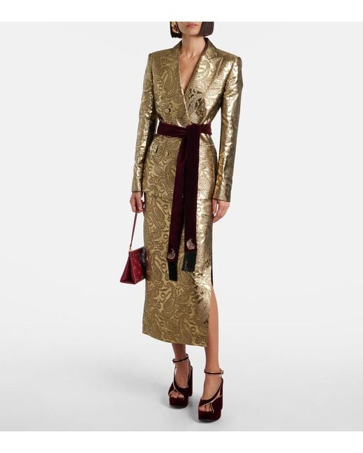 Etro Natural Paisley Brocade Midi Skirt
