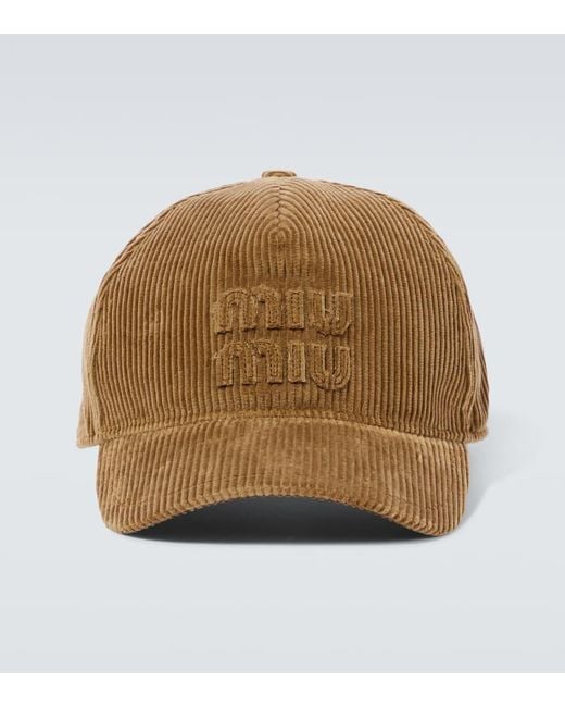 Gorra De Pana De Algodon Con Logo Miu Miu de hombre de color Natural
