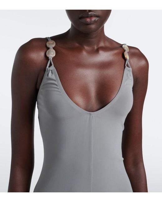 Eres Gray Sculpturale Embellished Jersey Maxi Dress