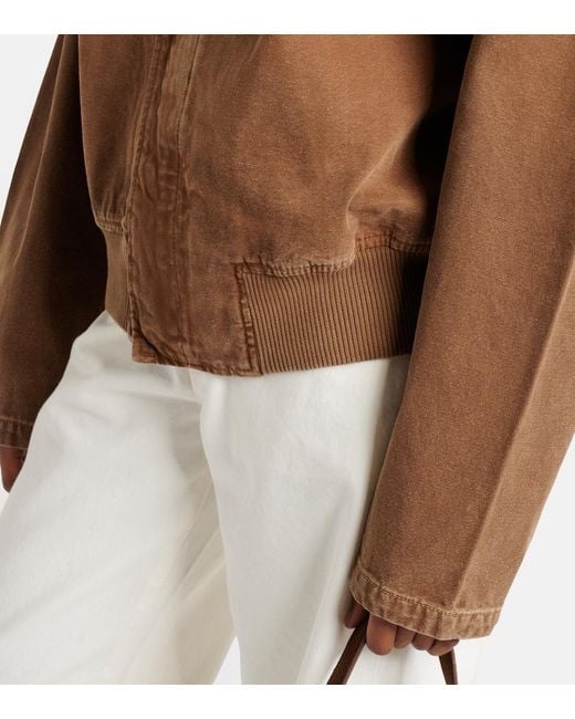 SLVRLAKE Denim Brown Harlem Cotton Canvas Bomber Jacket