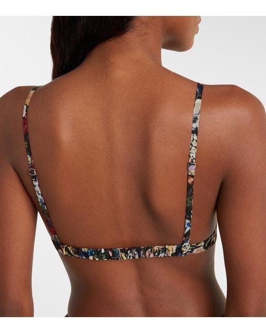 Khaite Brown Talita Floral Silk Bra Top