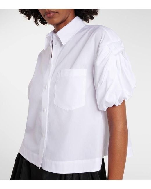 Camisa Cropped En Popelin De Algodon Simone Rocha de color White