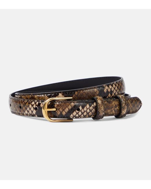 Nili Lotan Brown Jane 20mm Snake-effect Leather Belt