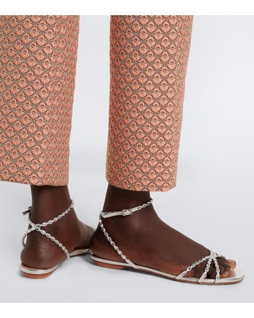 Aquazzura White Love Struck Embellished Leather Sandals