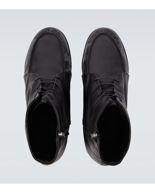 Auralee Black Leather Derby Boots for men