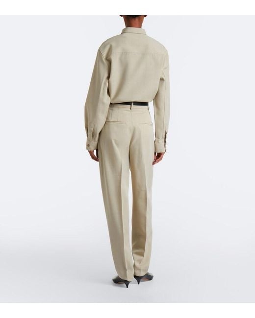 Rohe Natural Wool And Silk-Blend Straight Pants