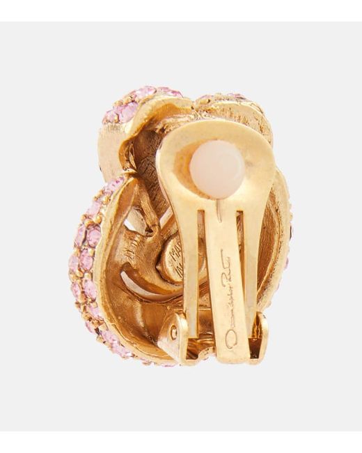 Oscar de la Renta Pink Love Knot Embellished Clip-on Earrings