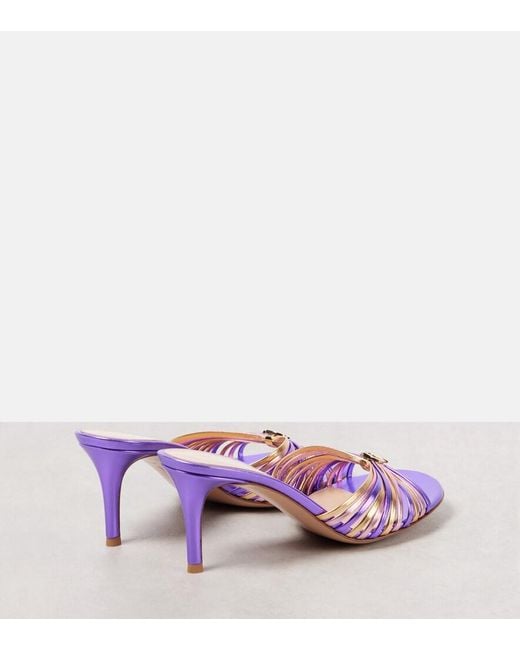 Gianvito Rossi Purple 70 Metallic Leather Mules