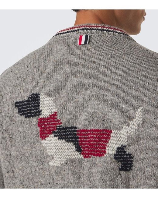 Thom Browne Gray Hector Intarsia Wool And Mohair Cardigan for men